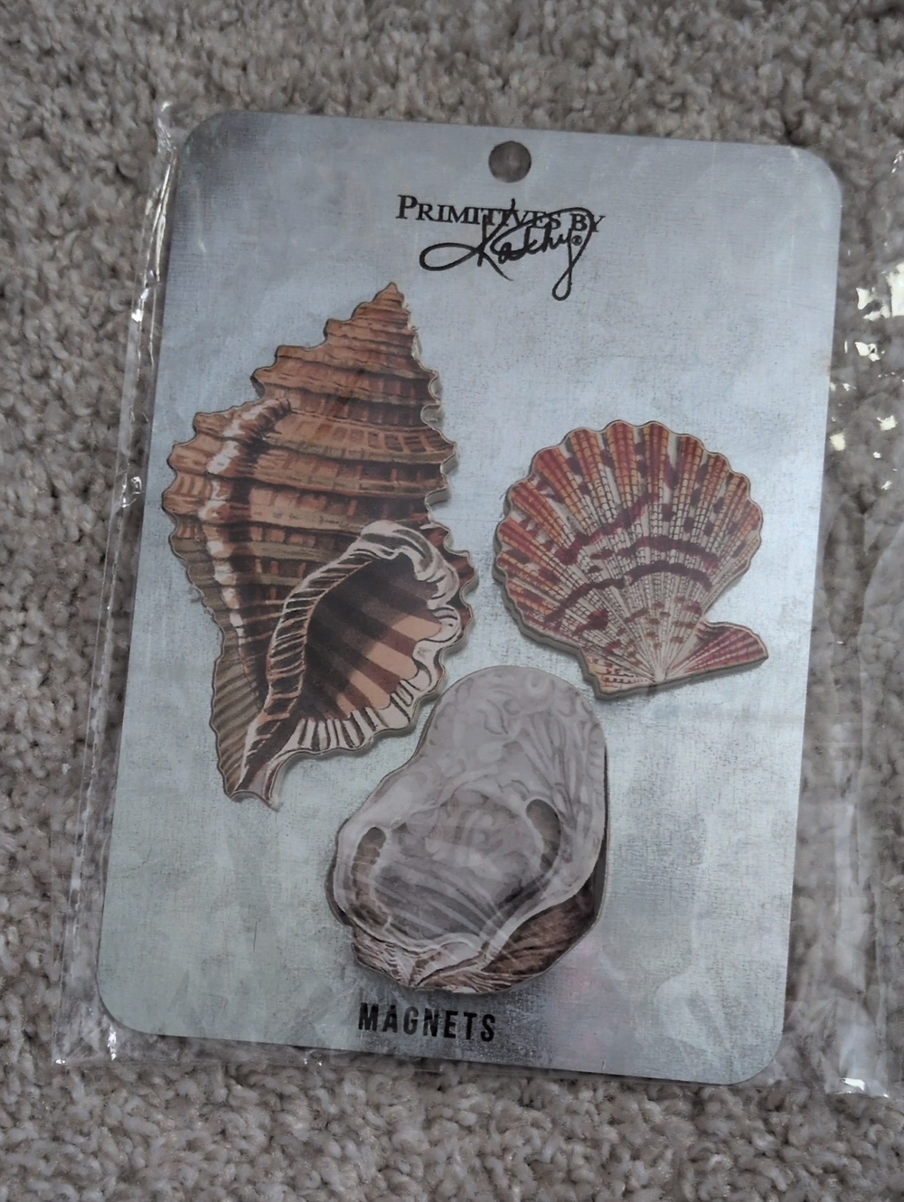 Primitives by Kathy Seashell, Oyster Magnet Trio - Brown, Cream, Tan